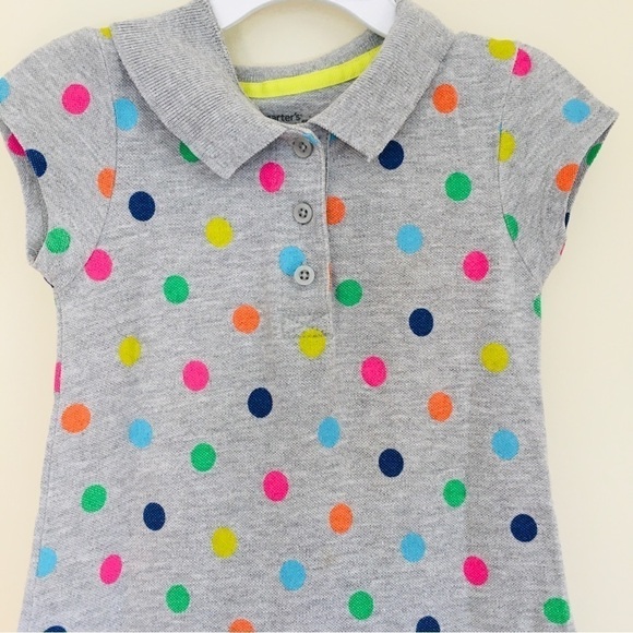 Carter's Toddler Little Girls Polka Dots Short Sleeve Dress - Picture 2 of 16